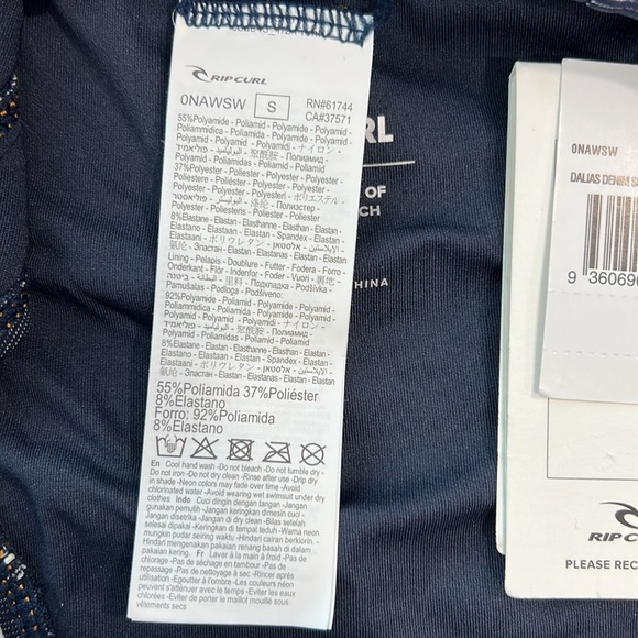 Rip Curl Dalias Denim Skimpy One Piece Swimsuit, SMALL - Picture 10 of 11